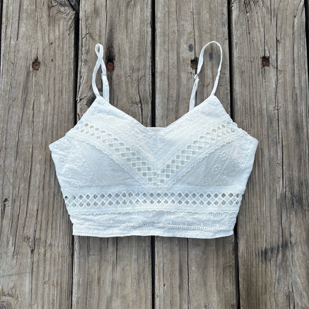 Rebellion Ivory Lace Cropped tank top